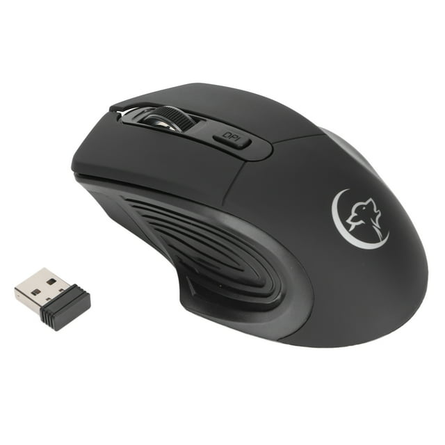Ratón inalámbrico de 2,4 G con transmisión inalámbrica y diseño ergonómico ajustable de tres DPI para juegos, color negro