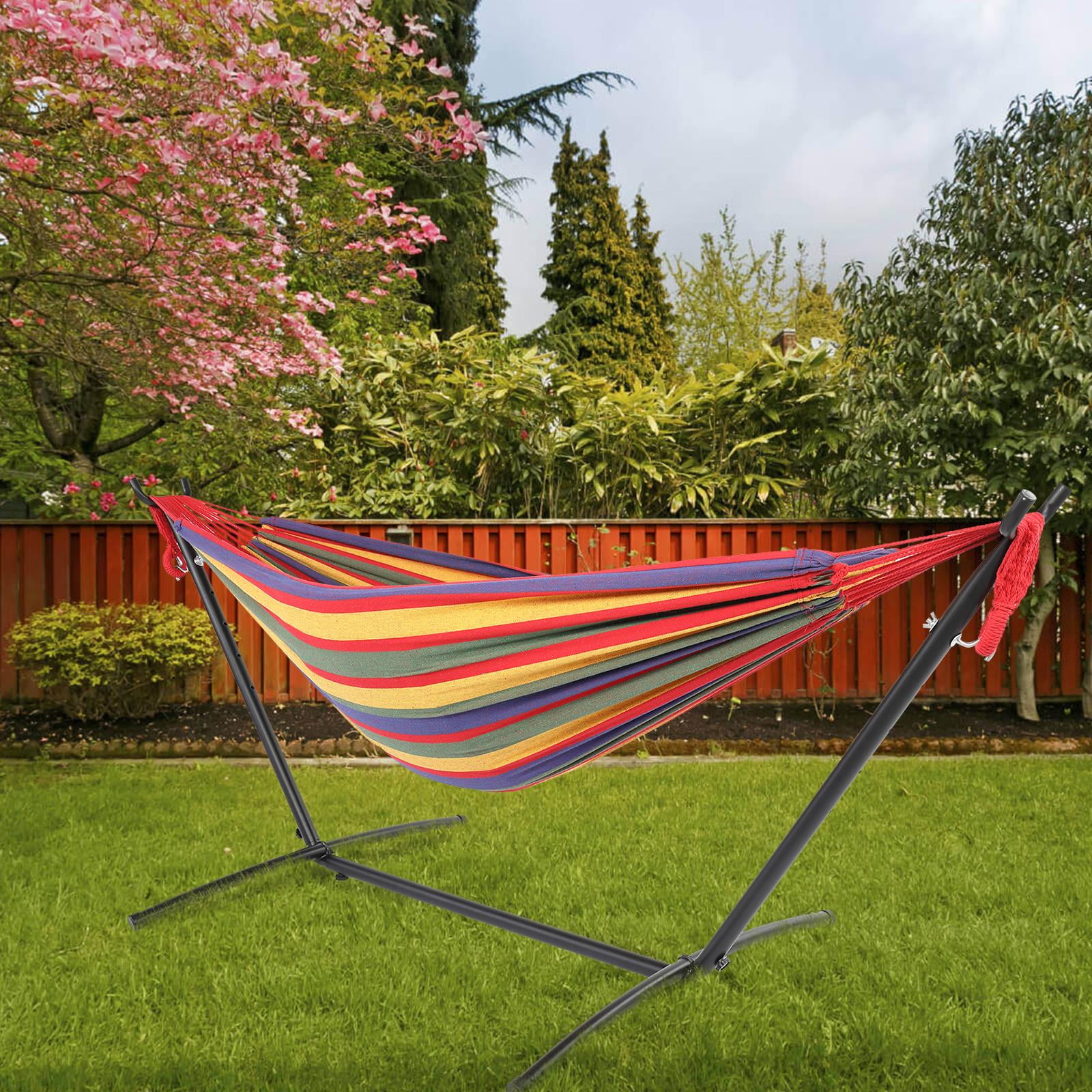 Winado 9ft Hammock Set Black Steel Pipe Hammock Frame for Indoor Outdoor Yard Patio Deck