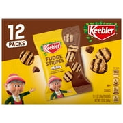 Keebler Fudge Stripes Minis, Baked Shortbread Cookies Coated in Keebler Fudge, 1 oz Pouches, 12 Ct
