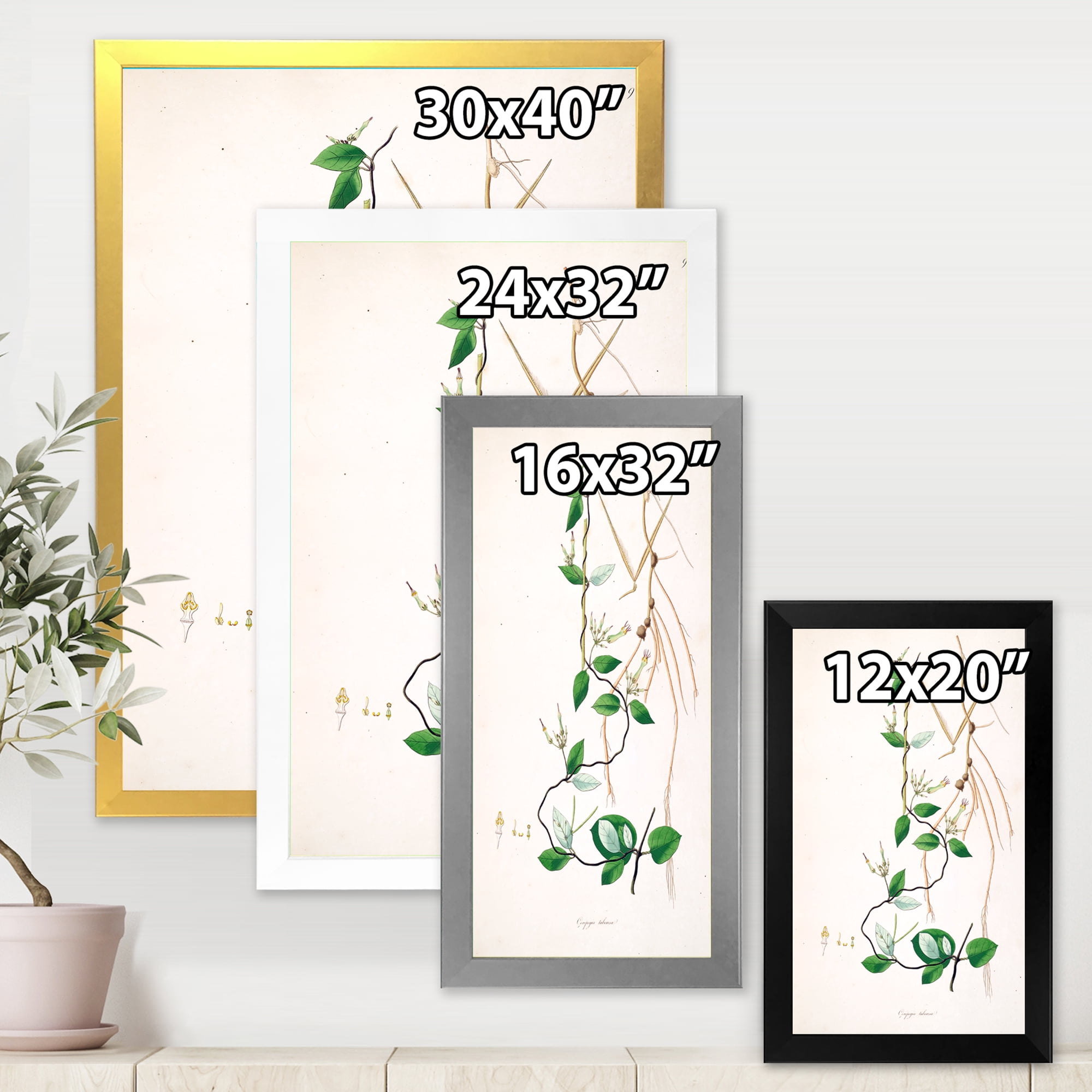 Designart 'Ancient London Plants IV' Farmhouse Framed Art Print