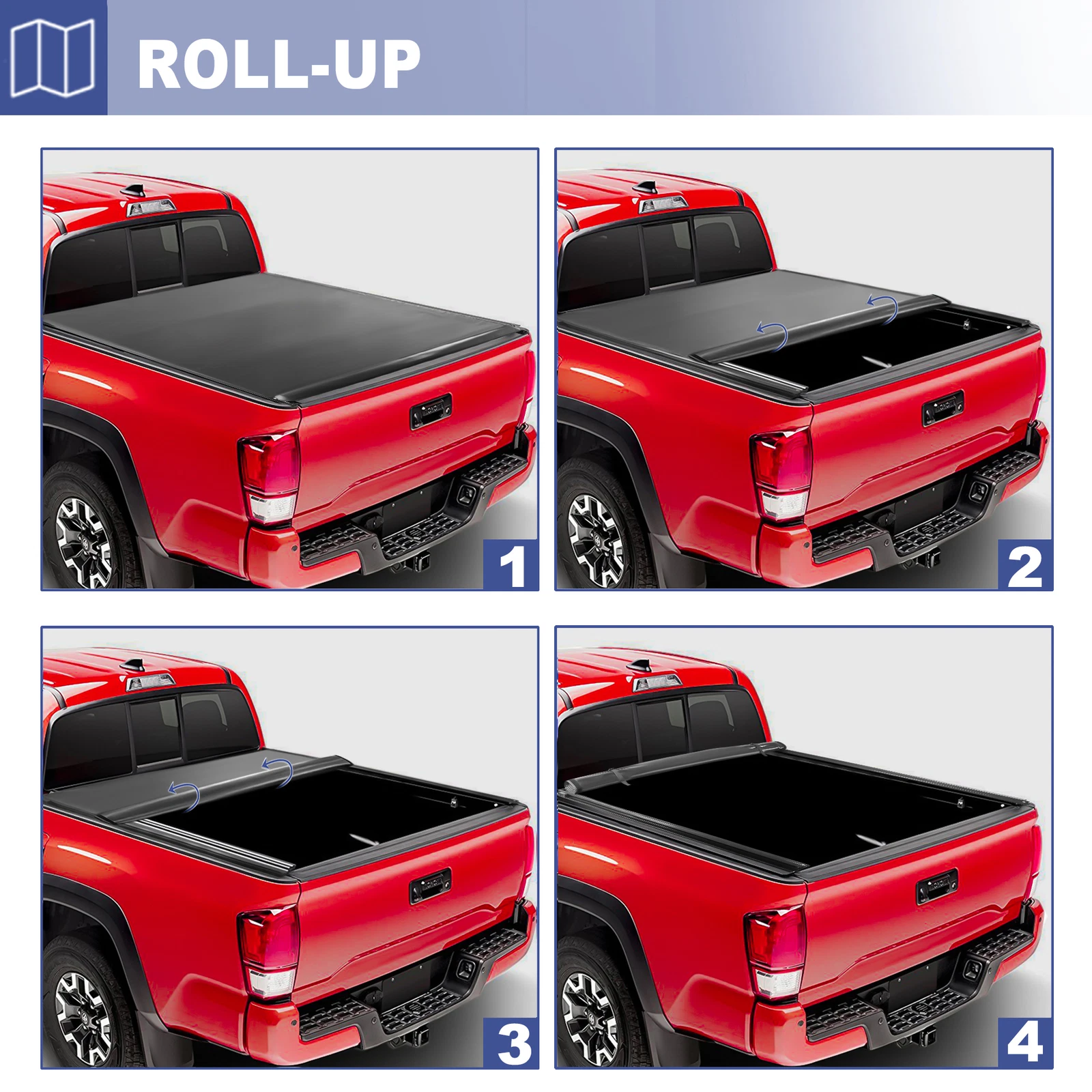 MOSTPLUS 8FT Roll Up Long Bed Truck Bed Tonneau Cover for 2002-2026 Ram 1500 2500 3500