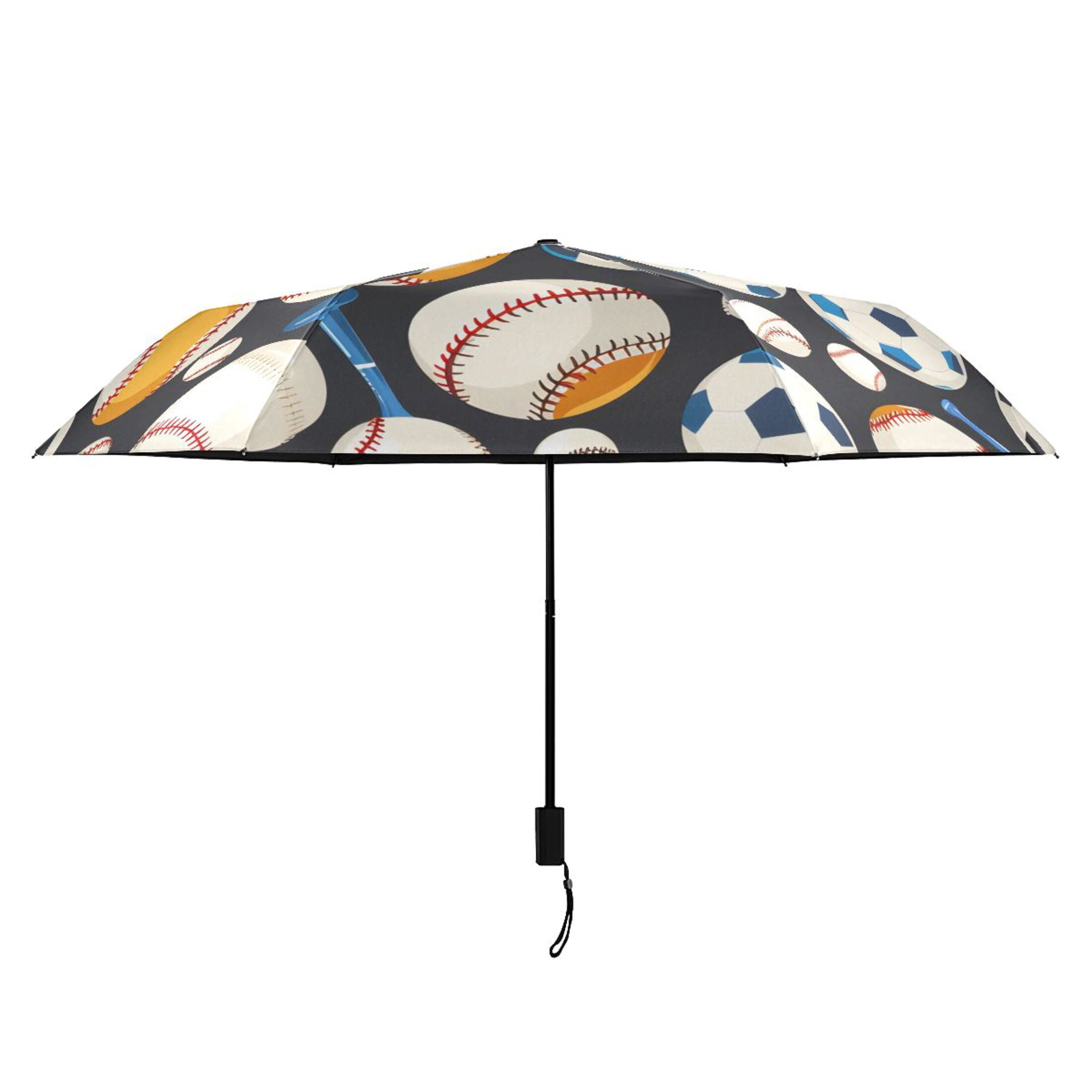 ALAZA Baseball Football UPF 50+ Compact Folding Umbrella for Rain Travel Umbrella Packable