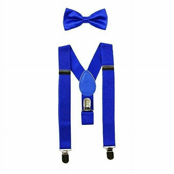 NEW Royal Blue Kids Baby Suspenders and Bow Tie Set Elastic Adjustable - New with box/tags