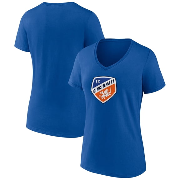Women's Royal FC Cincinnati Official Logo V-Neck T-Shirt