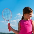 thumbnail image 3 of OULII 1 Set Badminton Racket Set Rosy Round Mesh Ergonomic Grip for Kids Beginners in 17.7x8.9in Size, 3 of 8