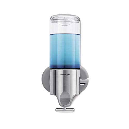 simplehuman Wall Mount Pumps, Single 15 fl. oz. Shampoo & Soap Dispenser, Stainless Steel