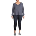 thumbnail image 3 of Terra & Sky Women's Plus Size V-Neck T-Shirt with Long Sleeves, 2-Pack, 3 of 5