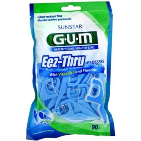 GUM Advanced Care Vitamin E And Fluoride Dental Flossers, Icy Mint, 90