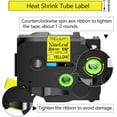 thumbnail image 2 of NineLeaf 4PK Compatible for Brother P-touch HSe-651 HSe651 HS-651 HS651 23.6mm 1'' Black on Yellow TZe TZ Heat Shrink Tubes, 2 of 6