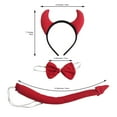 thumbnail image 3 of Diadema de tela con cuernos y cola para cosplay de adultos; elástica y ajustable; ideal para fiestas góticas, festivales, Halloween, sesiones fotográficas y el escenario, 3 of 5