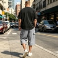 thumbnail image 5 of Dresfit Cargo Shorts Mens Baggy Drawstring Long Shorts 2026 Summer Stretch Athletic Capri Shorts Cropped Loose Lightweight Work Bermuda Shorts L, 5 of 6