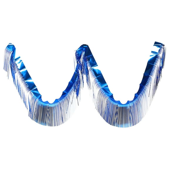 MUSEYA Blue Foil Fringe Curtain Party Decoration with Glitter for Door Window Backdrop
