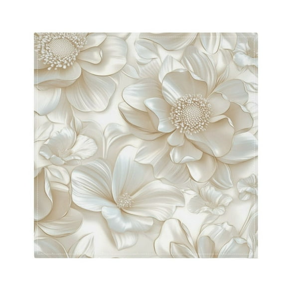 Satin Napkin Square 20 Inches Soft Smooth Decorative Napkins for Party Wedding Banquet and Dinner 3d Beige Floral