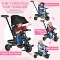 thumbnail image 3 of Qaba Triciclo para niños 4 en 1 con asiento reversible, manija de empuje de 2.8'-3.1' de altura, toldo, pasamanos, cinturón de seguridad, reposapiés de almacenamiento, embrague de freno, para niños de, 3 of 5