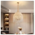 thumbnail image 3 of 20 Inch Crystal Chandelier 6-Light – Waterfall Pendant Light, Gold Finish for Living Room Bedroom Dining Area – Adjustable Height, K9 Crystal Beads, 3 of 6