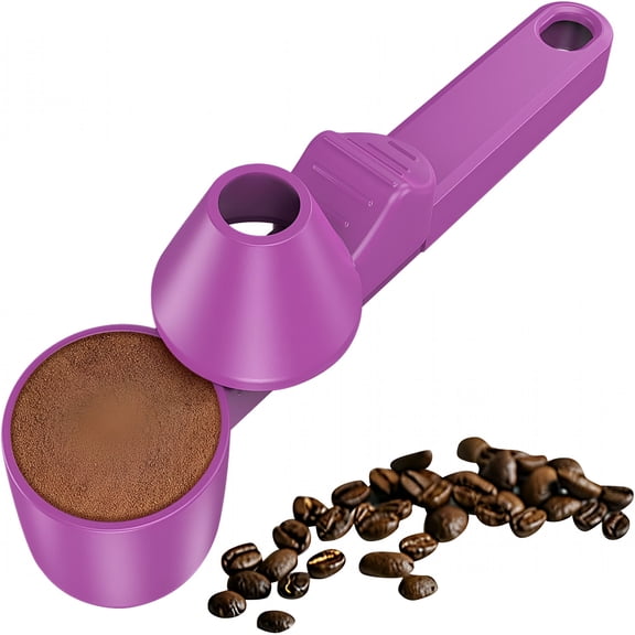 GJX Coffee Scoop&Funnel for Reusable Refillable Coffee Pods,Coffee Measuring Spoon 2 Tablespoon Capacity,Scoop with Funnel for Ground Coffee,Protein Powder,Tea (Purple,1 Pack)