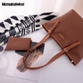 thumbnail image 4 of Montana West Tote Bags Vegan Leather Purses and Handbags for Women Top Handle Ladies Shoulder Bags, A-Brown, 4 of 7
