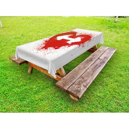 

Fitness Outdoor Tablecloth Red Heart Icon with Stains Splashes and Dumbbell Grunge Artistic Love Design Decorative Washable Fabric Picnic Table Cloth 58 X 84 Inches Red and White by Ambesonne