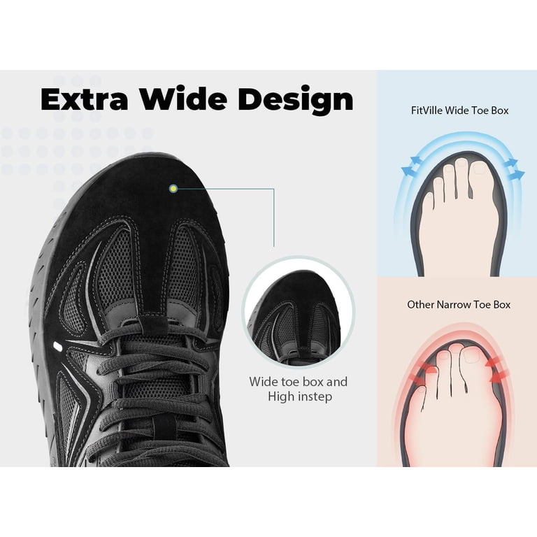 FitVille Grey Extra Wide width High-top Basketball Sneakers W Ankle‎ Support FitVille Men main image 2