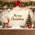 thumbnail image 2 of Festive Design Merry Christmas Banner Red Background Decorative Ornaments Christmas Celebration for Holiday Event Winter Party Seasonal Decoration, 2 of 9