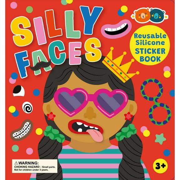 Buddy & Barney: Reusable Silicone Sticker Book - Silly Faces - Interactive Activity, Mix & Match Faces & Accessories, Waterproof-Spiralbound, Kids 3 