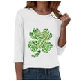 thumbnail image 5 of felwors St Patricks Day Shirt Women 2025 Casual Plus Size 3/4 Sleeve Irish Clover Shirts Funny Saint Patrick's Tunic Tops (White, S), 5 of 8