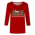 thumbnail image 3 of Uootdi Boho Tops for Women Shirts for Women 3/4 Gift Length Sleeve Tunic Blouses Print Tops Crew Neck Funny Graphic Tees, 3 of 4