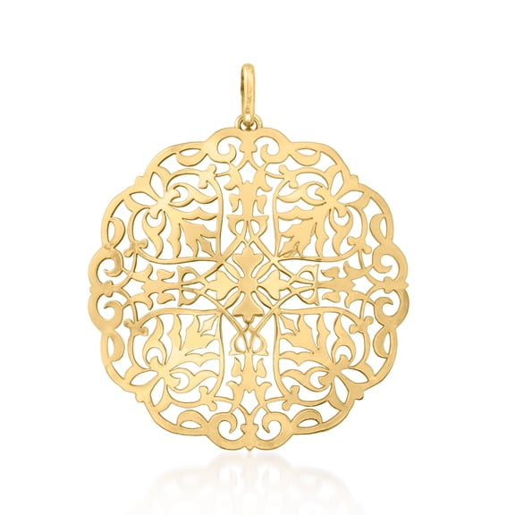 Ross-Simons Italian 14kt Yellow Gold Filigree Medallion Pendant, Women's, Adult