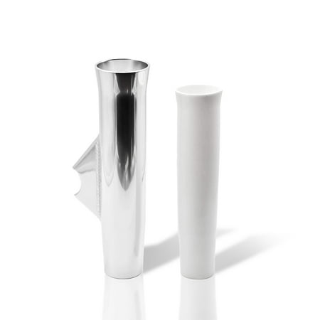 Marine City Aluminum Flared Weld-on White Vinyl Insert Fishing Rod Holder Dimension: 10 inches Dia.:1-7/8 inches 2 Pcs