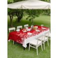thumbnail image 3 of Outdoor Tablecloth with Umbrella Hole and Zipper, Red Snowflakes Christmas Rectangle Table Cloth 52x70 Inch Waterproof Tablecloth, Winter Holiday Xmas Snowflake Picnic Table Cover for Patio Camping, 3 of 7