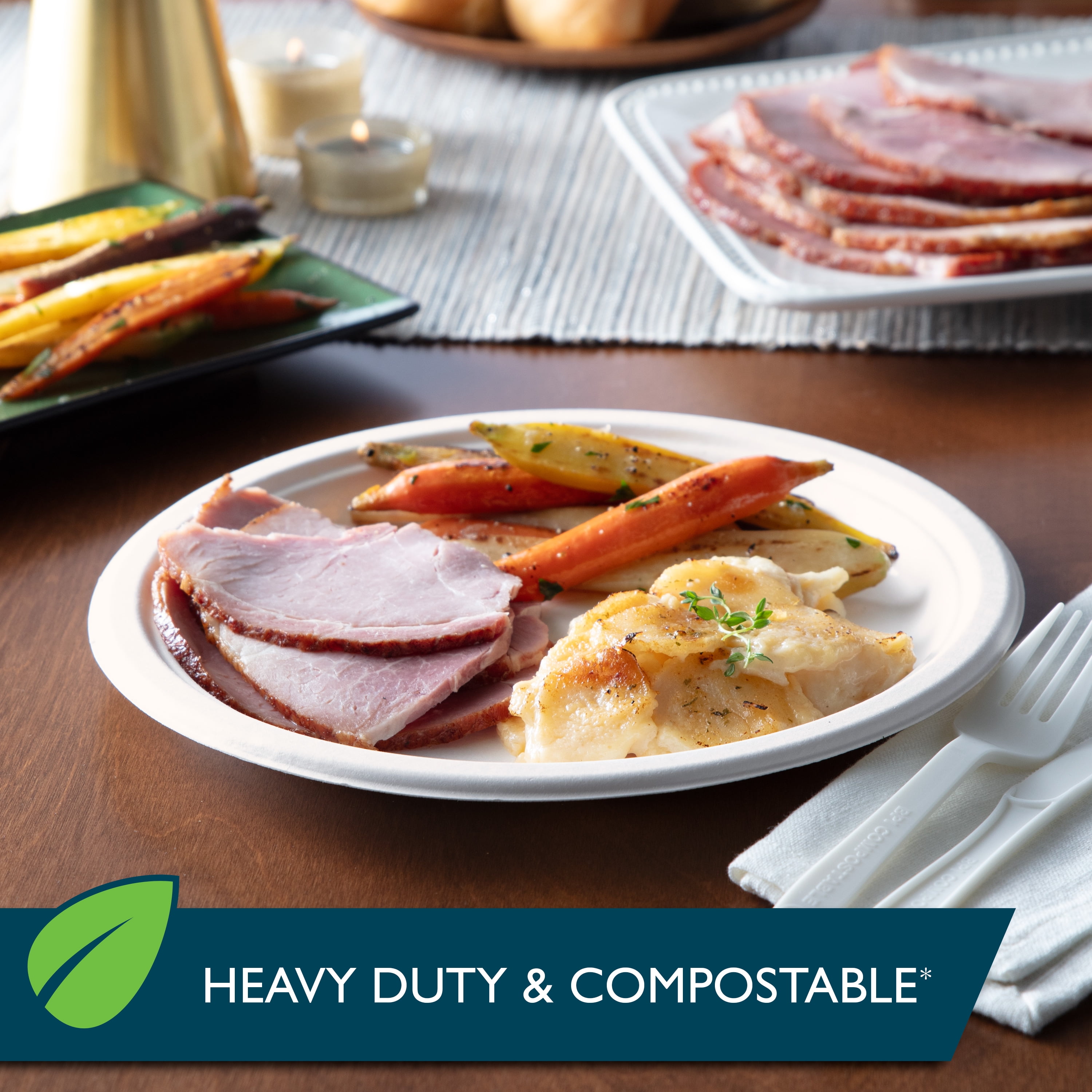 Hefty Compostable Printed Paper Plates, 8.6, 20 Count