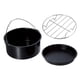 thumbnail image 1 of Juego de 3 accesorios para freidora de aire de acero inoxidable Recubrimiento anti-quemaduras Cesta para hornear Bandeja para pizza Estante para pinch 7in Baoblaze Reemplazo de la freidora de aire, 1 of 8