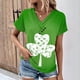 thumbnail image 1 of Fiudx Ropa de Mujer Top de Primavera/Verano de Manga Corta Informal con Cuello En V Estampado Del Día de San Patricio para Mujer, 1 of 5