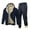Navy, variant on Winter Outfits for Men Tracksuits 2 Piece Sherpa Fleece Lined Zip Up Hoodie Jacket and Jogger Pants Set Sportswear (XS, Navy)