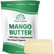 Unrefined Mango Butter 1 lb, Raw, Organic, Amazing Moisturizer, Use Alone or in DIY Body Butters, Soaps & More by White Naturals 16 oz