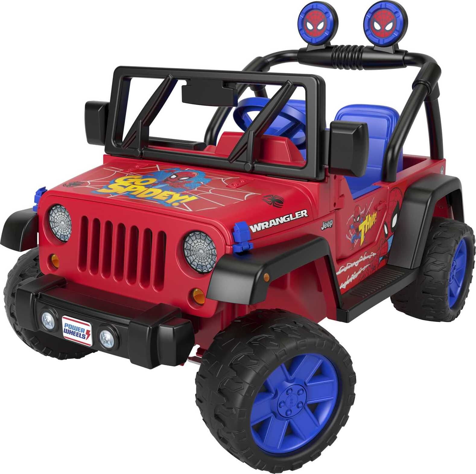 Power Wheels Spider-Man Jeep Wrangler Battery-Powered Ride-On Vehicle with  Sounds 