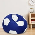 thumbnail image 2 of Ample Decor Soccer Leatherette Bean Bag Cover (Filler Not Included), Double Stitched, Ideal for Children and Teenagers - White and Blue, 2 of 6
