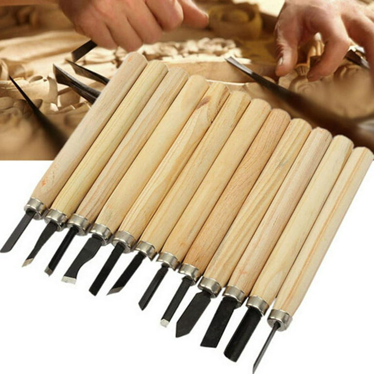 12 Pcs Woodworking Tools Professional Gouges Wood Carving Set Hand Chisel  Kit