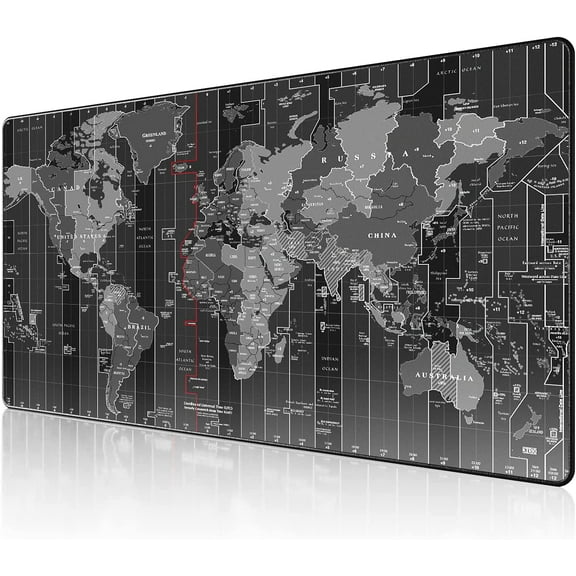 Large Gaming Mouse Pad with Stitched Edges, Extended Mousepad with Superior Micro-Weave Cloth, Non-Slip Base, Water Resist Keyboard Pad, Desk Mat for Gamer, Office & Home, 31.5x15.7in, World Map