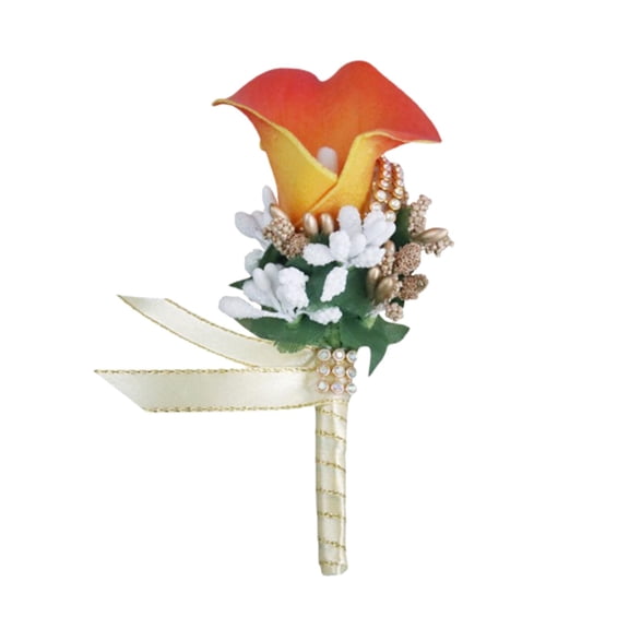 HILABEE Wedding Flower Boutonniere Flower Boutonniere, Fashion Artificial Boutonniere, Brooch Pin for Suit for Wedding Ceremony Party Orange