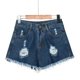 thumbnail image 3 of Nueva moda mujer pantalones cortos de mezclilla desgastados orificios rasgados con flecos de ci CACAGOO Cortamundos denim, 3 of 7