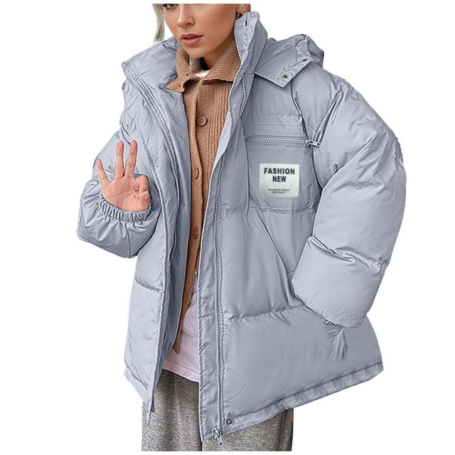 Chaqueta de algodón con capucha y manga larga para mujer, informal, con cremallera y manga larga, con capucha y plumón, abrigo de algodón