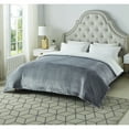 thumbnail image 2 of Cozy Tyme Lorraine Flannel Reversible Solid Sherpa Throw Blanket - Super Soft Solid Color 60"x 80" Light Grey, 2 of 10