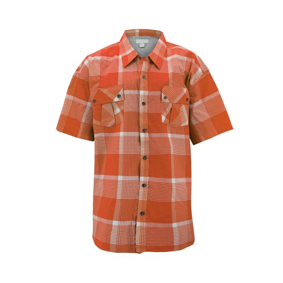 Men’s Short Sleeve Cowboy Button Down Casual Plaid Pattern Western Dress Shirt (8AS106-Orange, 6XL)