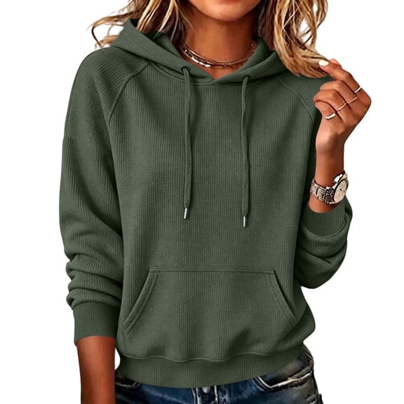 Nowekniz Fall Women Knit Fleece Hoodie Pullover Sweater, Loose Fit Long Sleeve Drawstring Hooded Sweatshirt with Pockets, Casual Fashion Daily Outfit Top