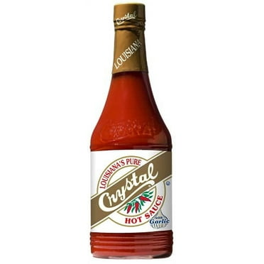 Crystal Louisiana's Pure Hot Sauce with Garlic, 12 Ounce, Aged Cayenne Peppers, Medium Heat, Flavor Gumbo to Bloody Mary's