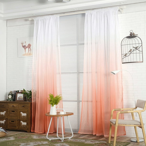 Fiudx Artículos en oferta con ofertas flash Cortina transparente con degradado para ventana, cenefa de gasa, 1 panel de tela