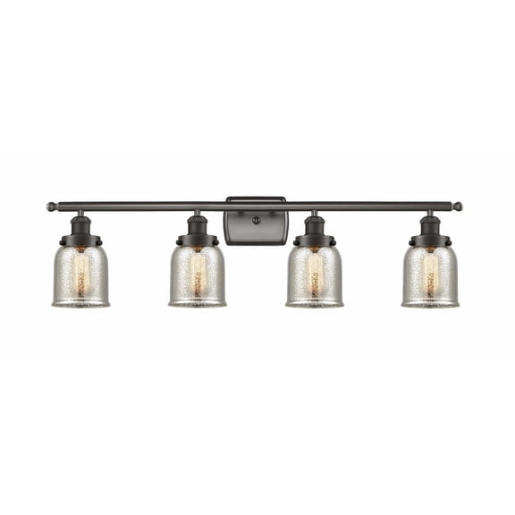 916-4W-OB-G58 Innovations Lighting Bell - 4 Light Bath Vanity In Industrial Style-12 Inches Tall and 36 Inches Wide-Oil Rubbed Bronze Finish-Silver