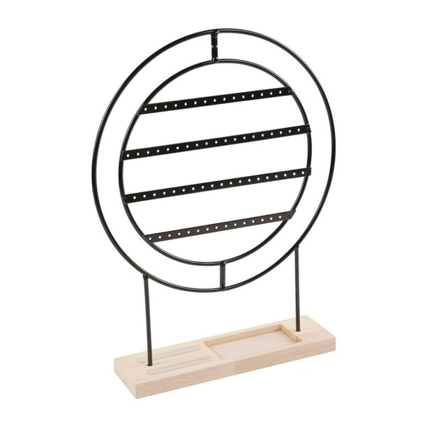 Organizador de pendientes, organizador de joyas, 4 niveles, gran capacidad, diseño rústico, colgante Negro