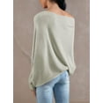 thumbnail image 4 of Boat Neck Women Long Sleeve Soft Knit Sweaters Loose Pullover, 4 of 5